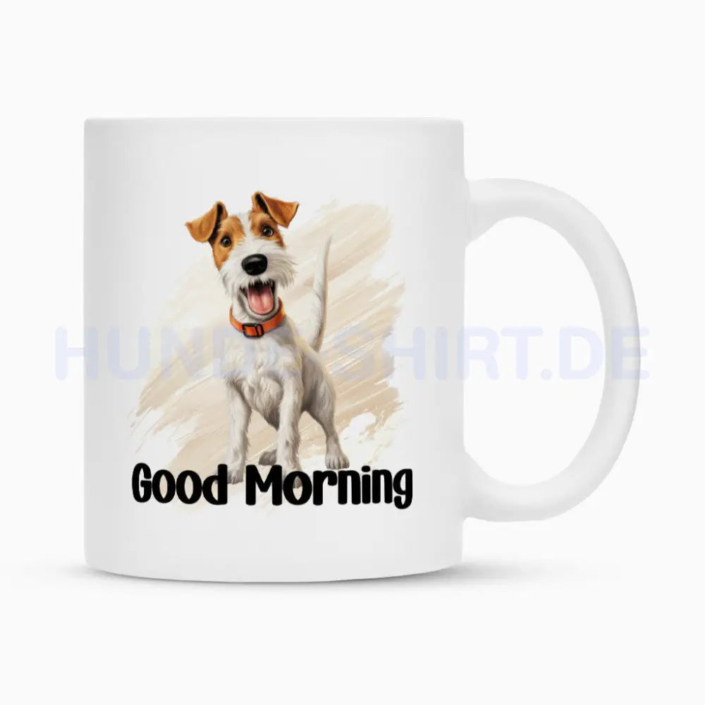 Tasse "Foxterrier ( Drahthaar ) - Good Morning" Weiß – hunde-shirt.de