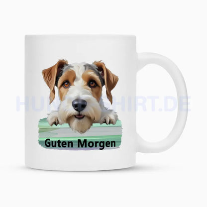 Tasse "Foxterrier ( Drahthaar ) - Guten Morgen" Weiß – hunde-shirt.de