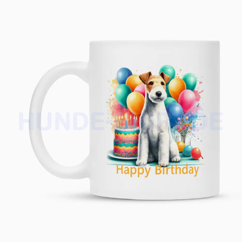 Tasse "Foxterrier ( Drahthaar ) - Happy Birthday" – hunde-shirt.de