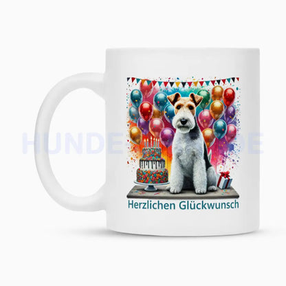 Tasse "Foxterrier ( Drahthaar ) - Herzlichen Glückwunsch" – hunde-shirt.de