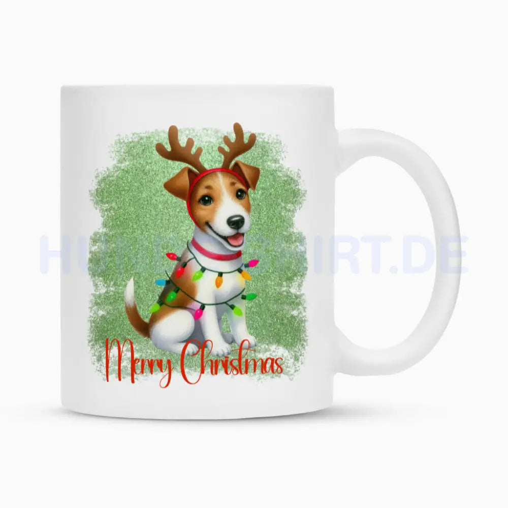 Tasse "Foxterrier ( Glatthaar ) - Funny Christmas" Weiß – hunde-shirt.de