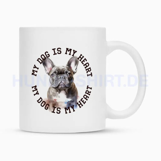 Tasse "Französische Bulldogge blau H" Weiß – hunde-shirt.de