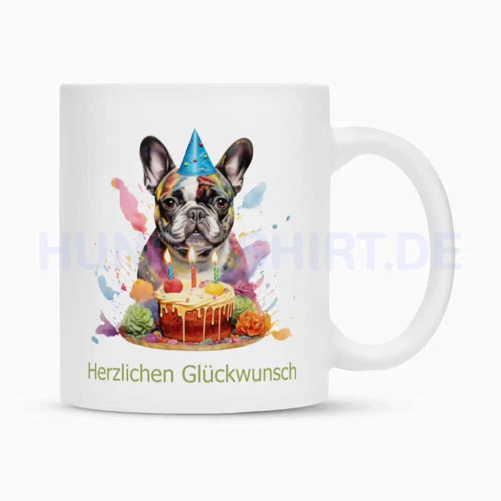 Tasse "Französische Bulldogge - Geburtstag" Weiß – hunde-shirt.de