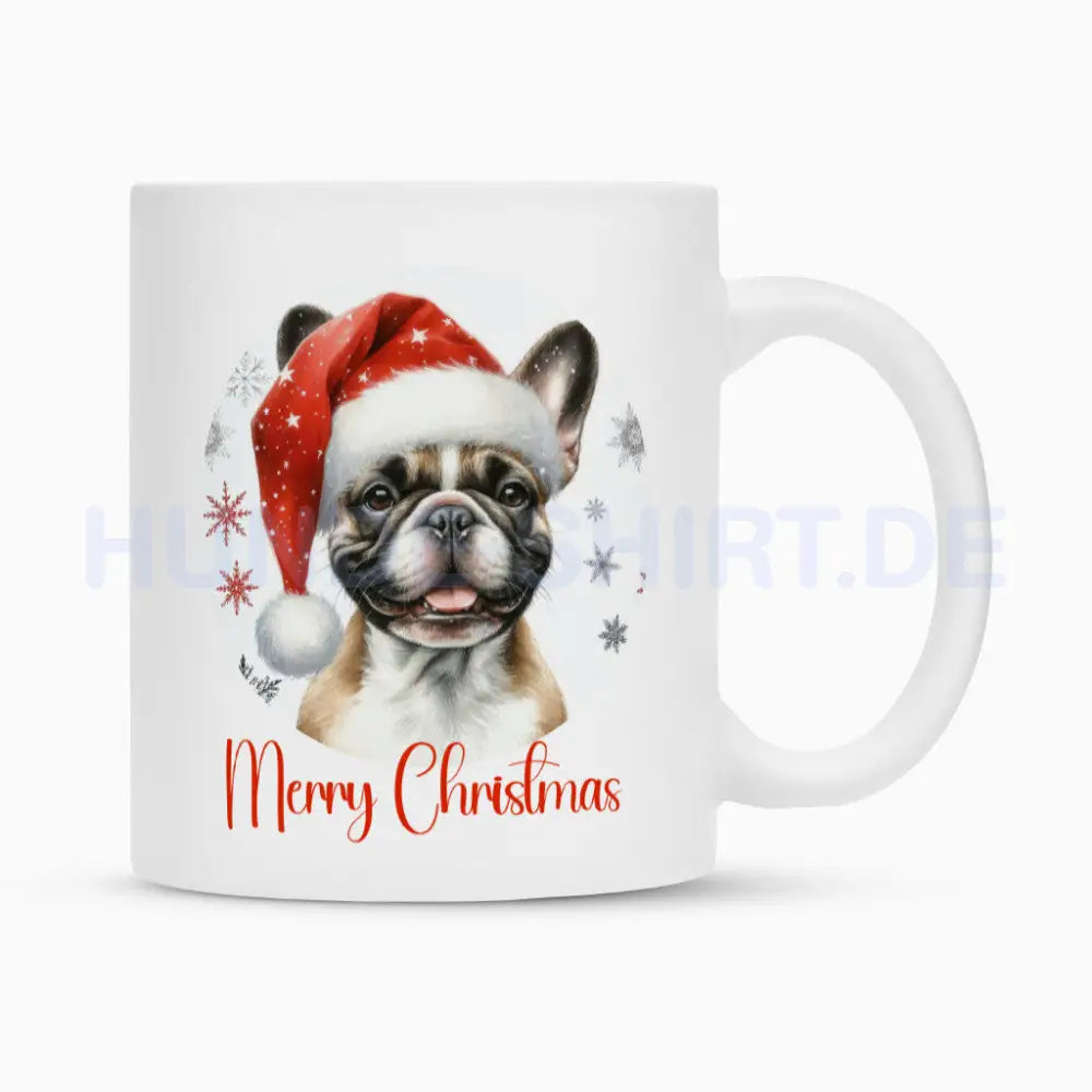 Tasse "Französische Bulldogge - Merry Cristmas" Weiß – hunde-shirt.de