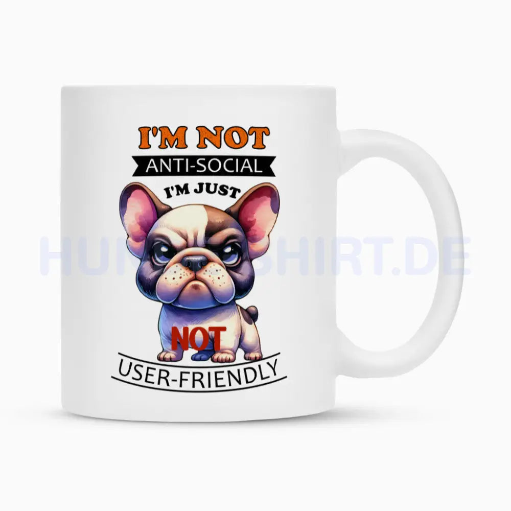 Tasse "Frenchie - Anti-Social" Weiß – hunde-shirt.de