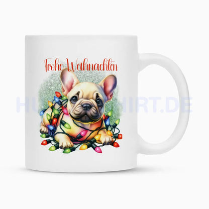 Tasse "Frenchie - Frohe Weihnachten" Weiß – hunde-shirt.de