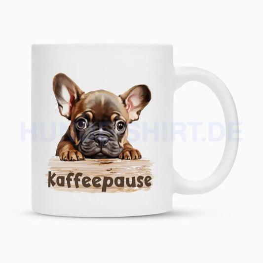 Tasse "Frenchie - Kaffeepause II" Weiß – hunde-shirt.de