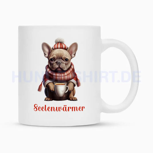 Tasse "Frenchie - Seelenwärmer rot" Weiß – hunde-shirt.de