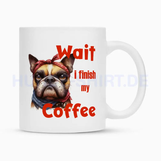 Tasse "Frenchie - Wait" Weiß – hunde-shirt.de