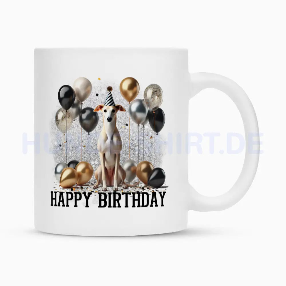 Tasse "Galgo - Happy Birthday" Weiß – hunde-shirt.de