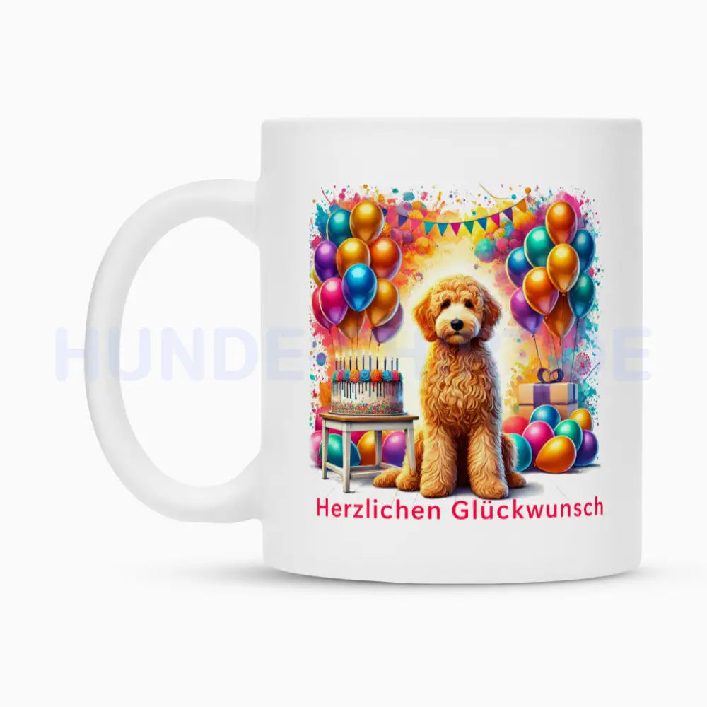 Tasse "Golden Doodle - Herzlichen Glückwunsch" – hunde-shirt.de