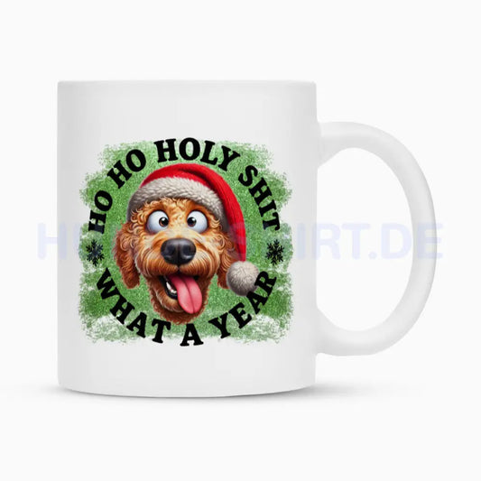 Tasse "Golden Doodle - HO HO..." Weiß – hunde-shirt.de