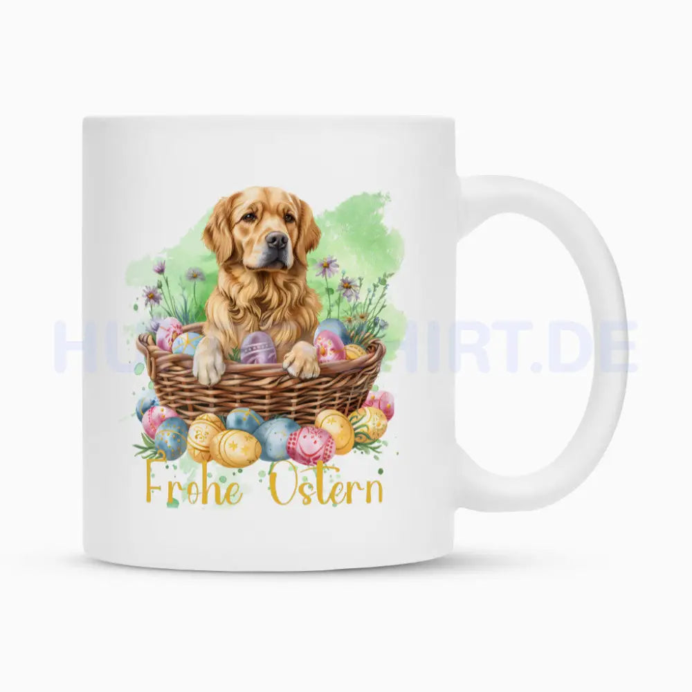 Tasse "Golden Retriever - Frohe Ostern" Weiß – hunde-shirt.de