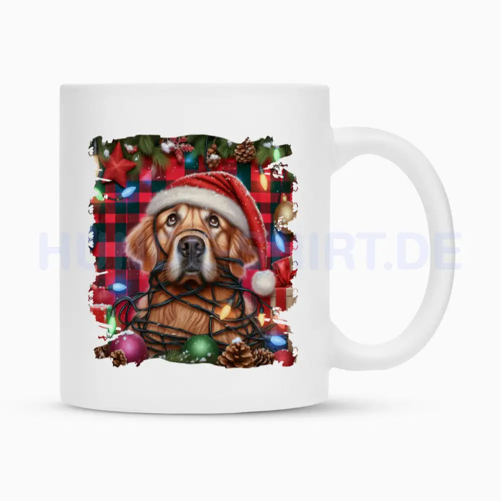 Tasse "Golden Retriever - Funny Christmas" Weiß – hunde-shirt.de