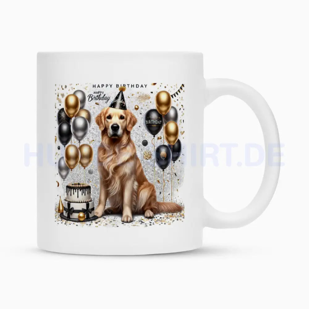 Tasse "Golden Retriever - Geburtstag" Weiß – hunde-shirt.de