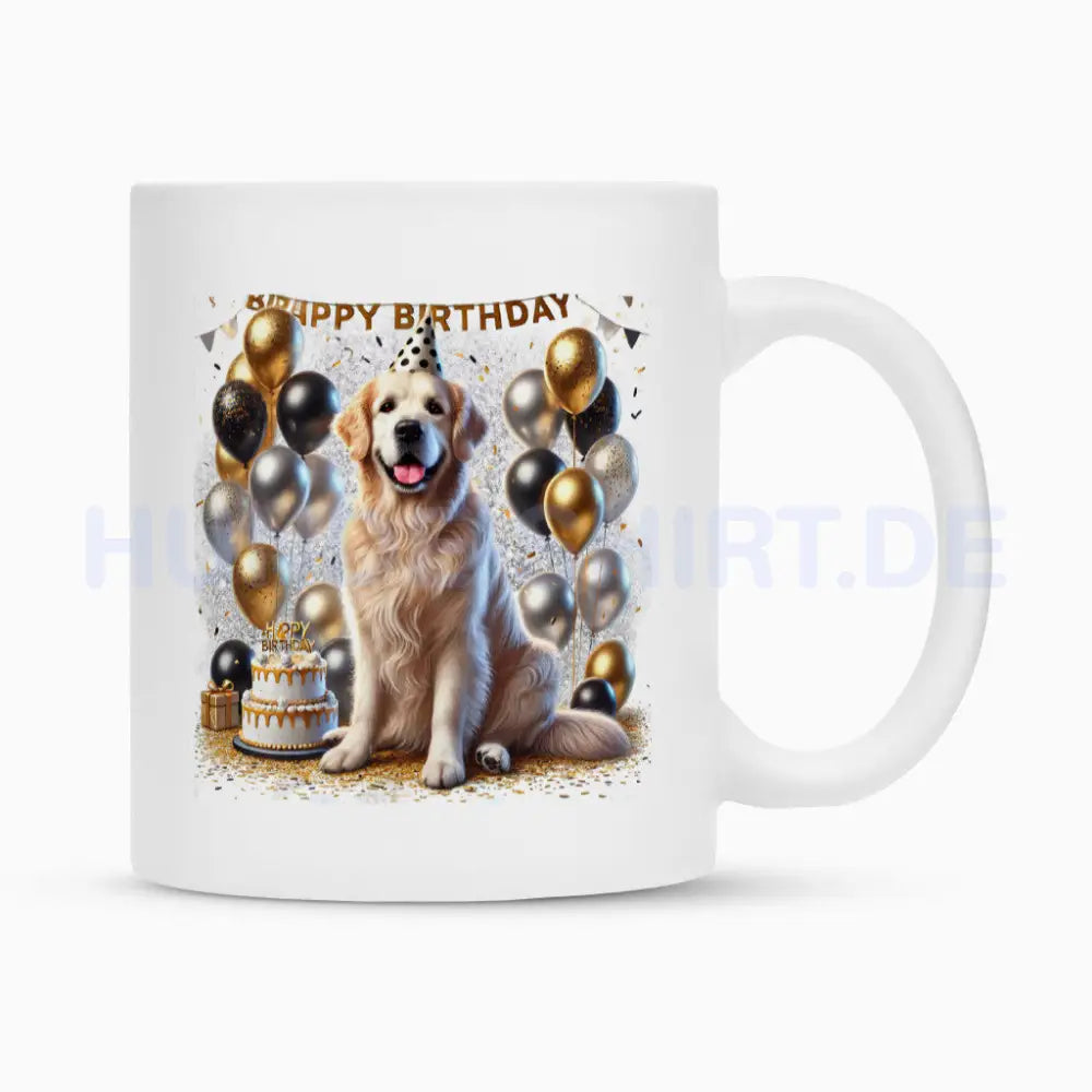 Tasse "Golden Retriever - Geburtstag II" Weiß – hunde-shirt.de