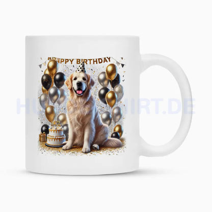 Tasse "Golden Retriever - Geburtstag II" Weiß – hunde-shirt.de