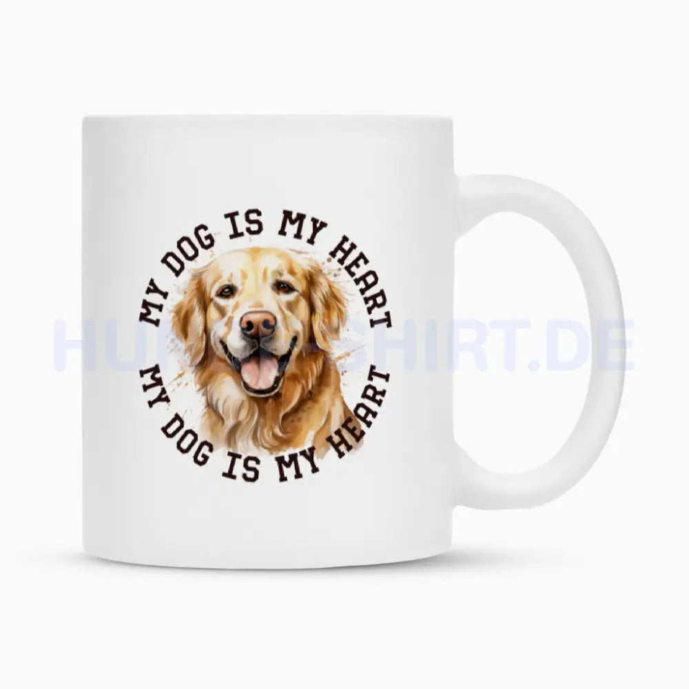 Tasse Golden Retriever HEART 2" Weiß – hunde-shirt.de