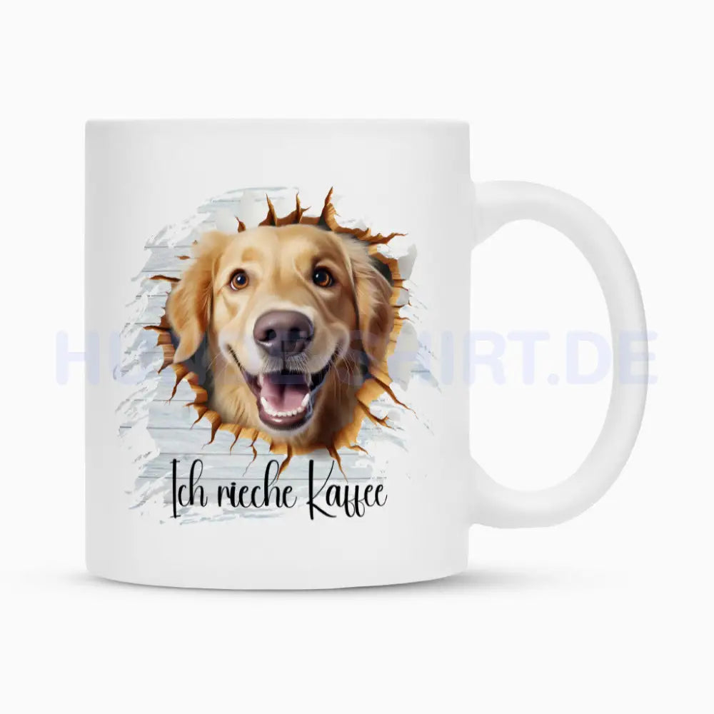 Tasse "Golden Retriever - Ich rieche Kaffee" Weiß – hunde-shirt.de