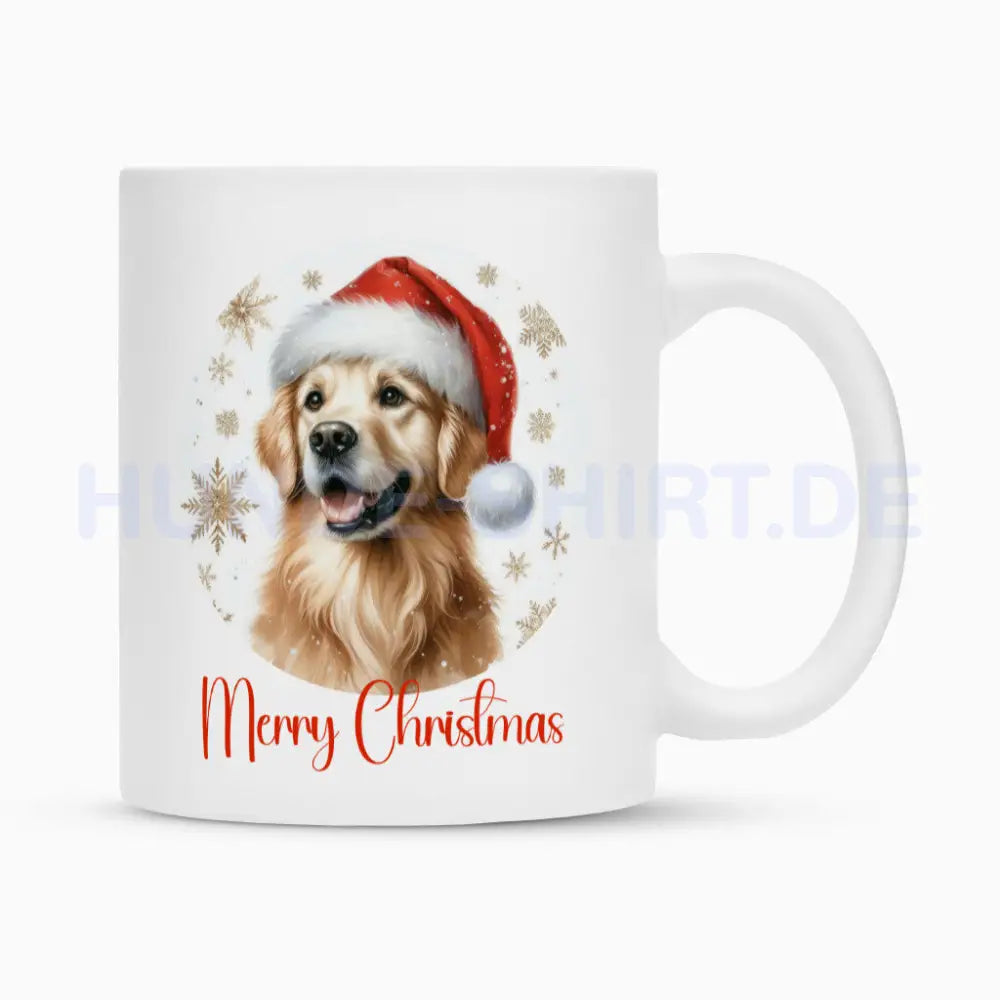 Tasse "Golden Retriever - Merry Christmas" Weiß – hunde-shirt.de