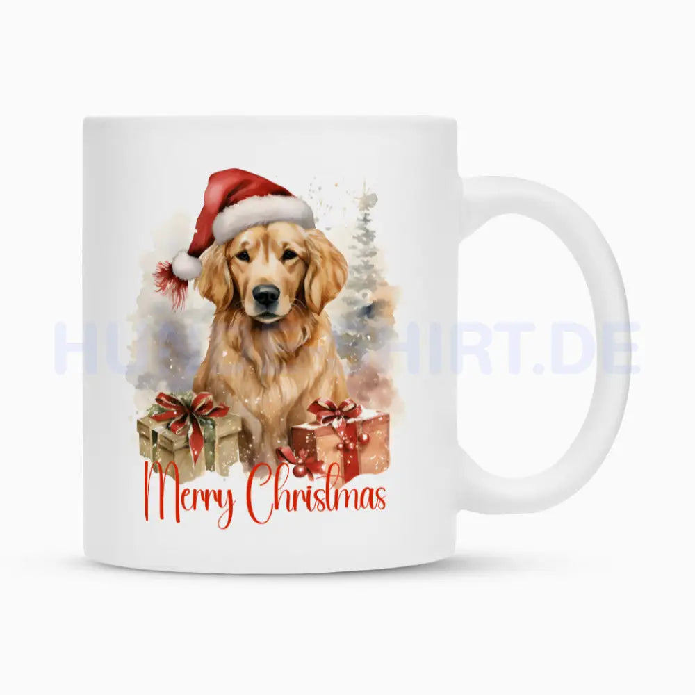 Tasse "Golden Retriever - Merry Cristmas II" Weiß – hunde-shirt.de