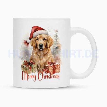 Tasse "Golden Retriever - Merry Cristmas II" Weiß – hunde-shirt.de