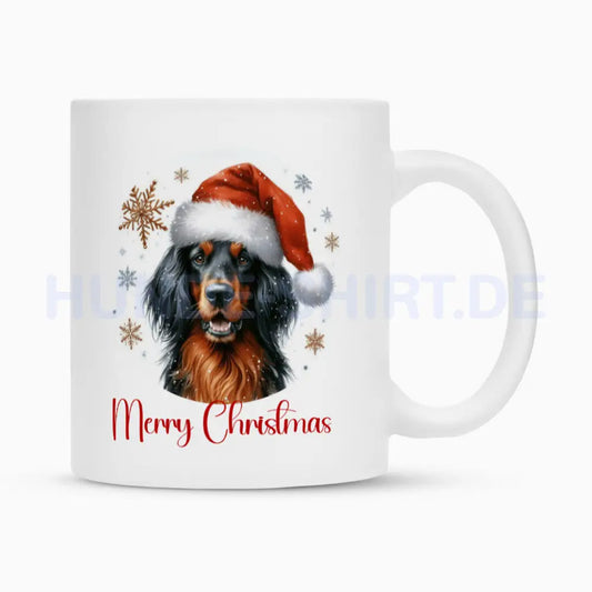 Tasse "Gordon Setter - Merry Christmas" Weiß – hunde-shirt.de