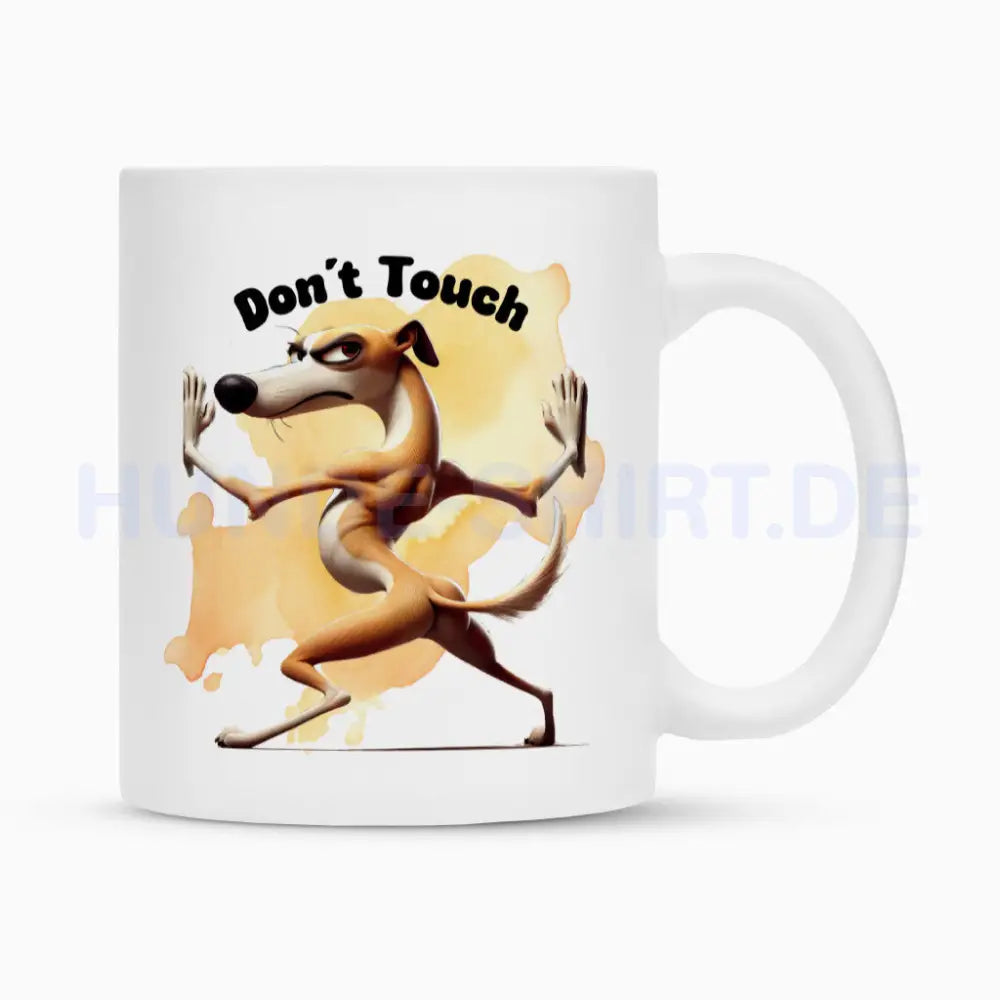 Tasse "Greyhound - Don´t touch II" Weiß – hunde-shirt.de