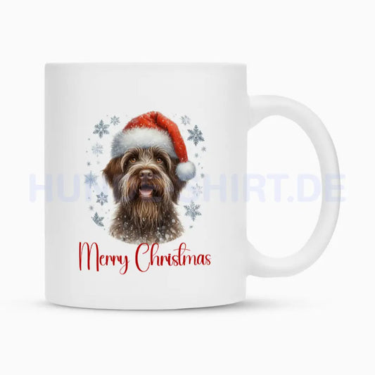 Tasse "Griffon Wirehaired Korthals - Merry Christmas" Weiß – hunde-shirt.de