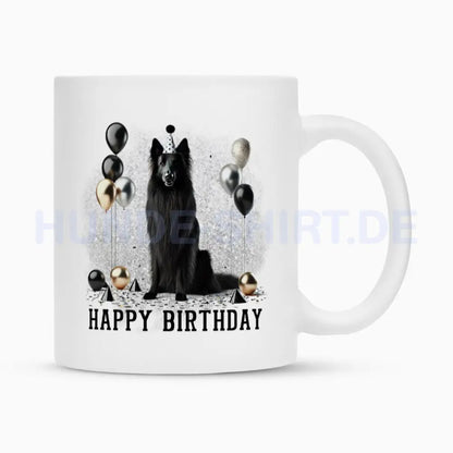 Tasse "Groenendael - Happy Birthday" Weiß – hunde-shirt.de