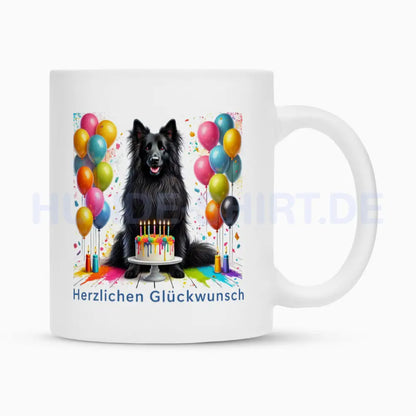 Tasse "Groenendael - Herzlichen Glückwunsch" Weiß – hunde-shirt.de