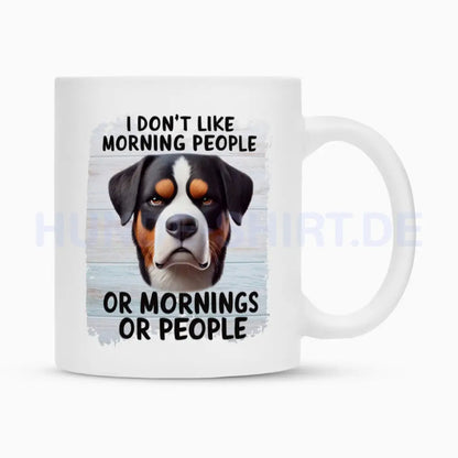 Tasse "Großer Schweizer Sennenhund - Morning People" Weiß – hunde-shirt.de