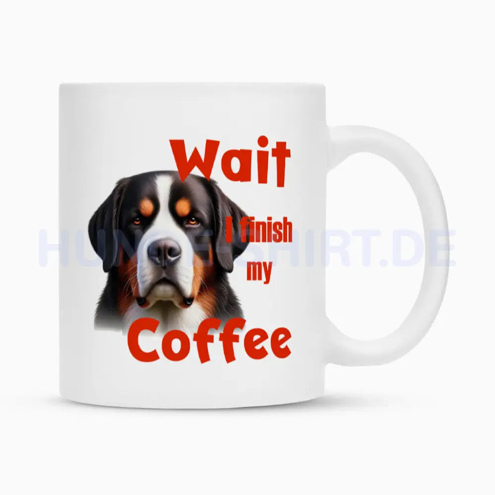 Tasse "Großer Schweizer - Wait..." Weiß – hunde-shirt.de