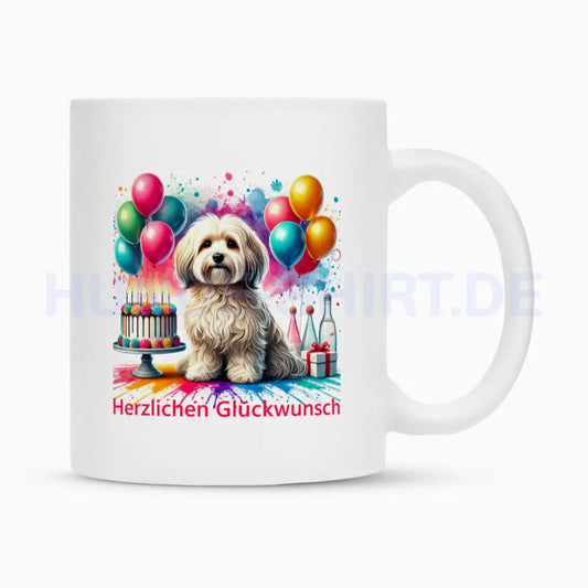 Tasse "Havaneser - Herzlichen Glückwunsch" Weiß – hunde-shirt.de