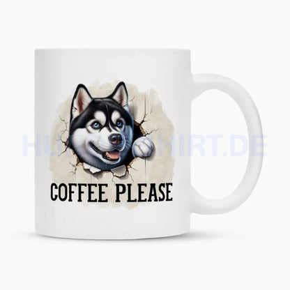 Tasse "Husky - COFFEE PLEASE" Weiß – hunde-shirt.de