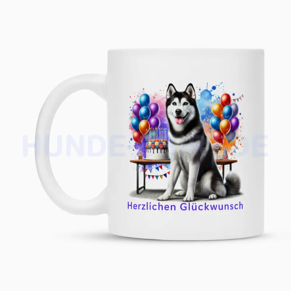 Tasse "Husky - Herzlichen Glückwunsch" – hunde-shirt.de