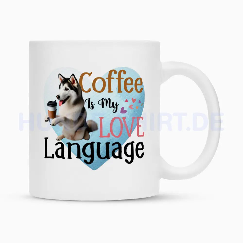 Tasse "Husky - Love Language" Weiß – hunde-shirt.de