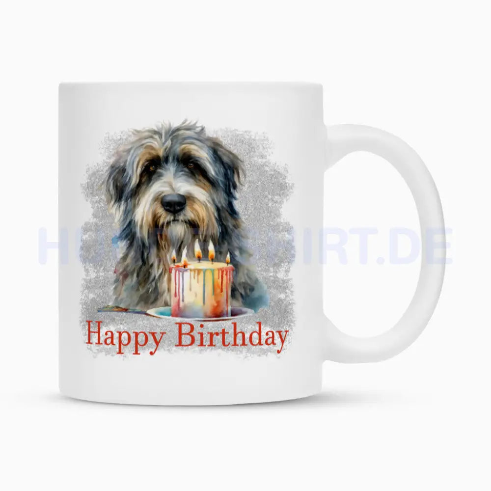 Tasse "Irischer Wolfshund - Happy Birthday" Weiß – hunde-shirt.de