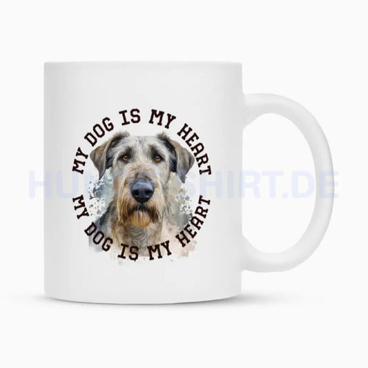 Tasse "Irischer Wolfshund HEART" Weiß – hunde-shirt.de