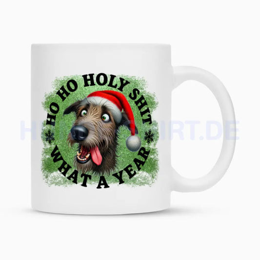 Tasse "Irischer Wolfshund - HO HO..." Weiß – hunde-shirt.de