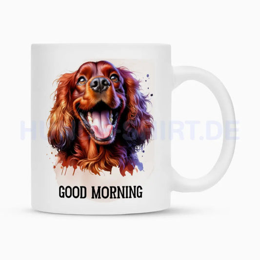 Tasse "Irish Setter - Good Morning" Weiß – hunde-shirt.de