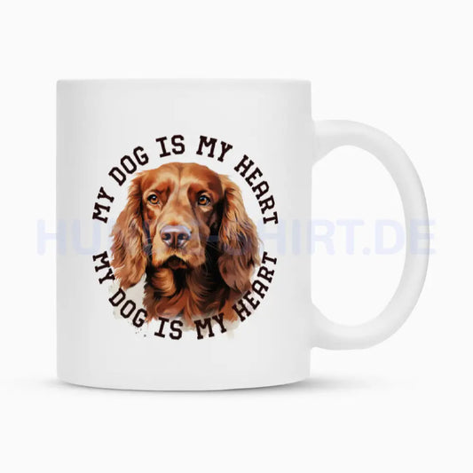 Tasse "Irish Setter HEART 2" Weiß – hunde-shirt.de