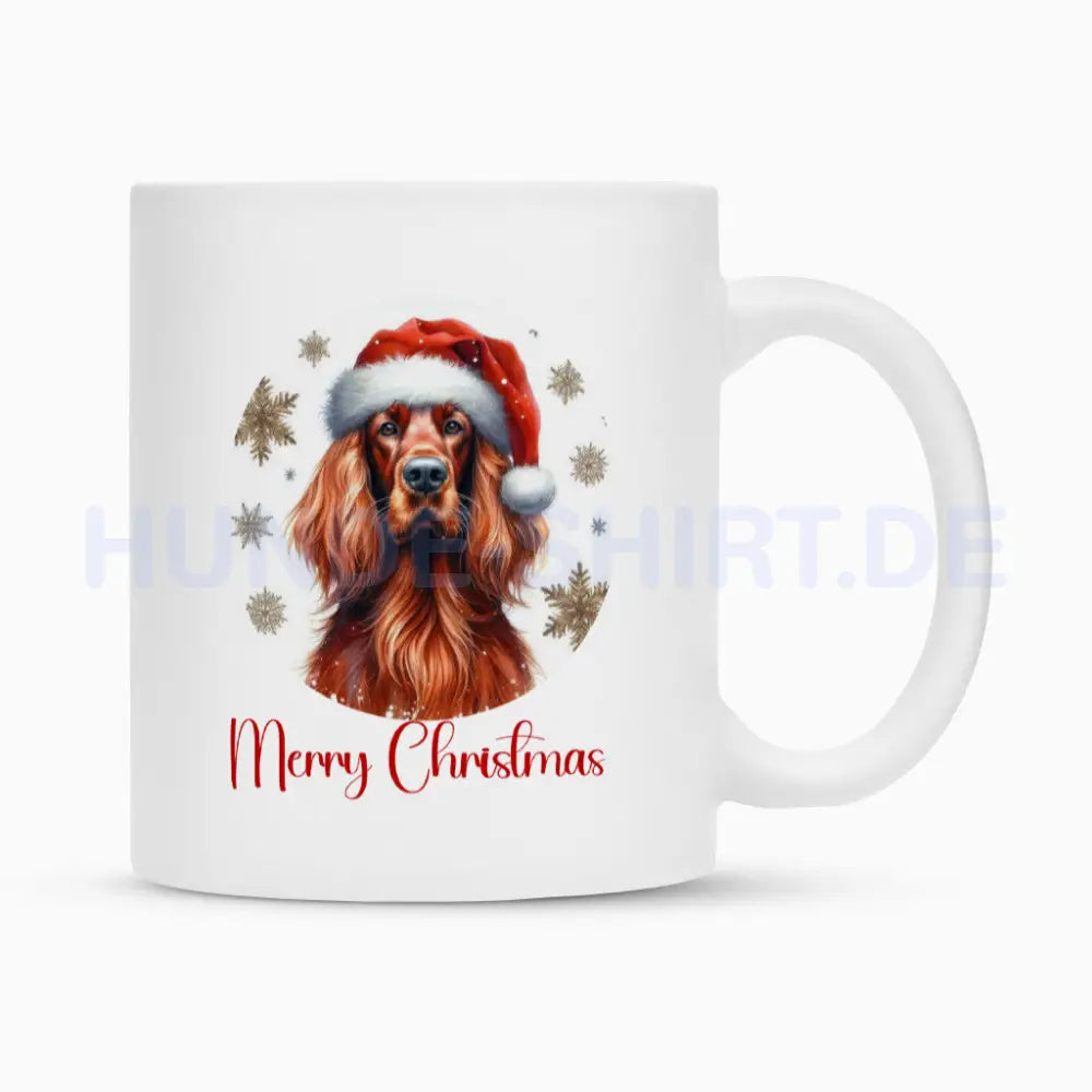 Tasse "Irish Setter - Merry Christmas" Weiß – hunde-shirt.de