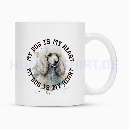 Tasse "Königspudel weiß HEART" Weiß – hunde-shirt.de