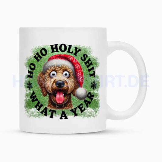 Tasse "Labradoodle - HO HO..." Weiß – hunde-shirt.de