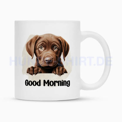 Tasse "Labrador ( braun ) - Good Morning" Weiß – hunde-shirt.de