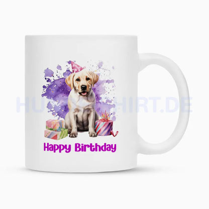 Tasse "Labrador - Happy Birthday" Weiß – hunde-shirt.de