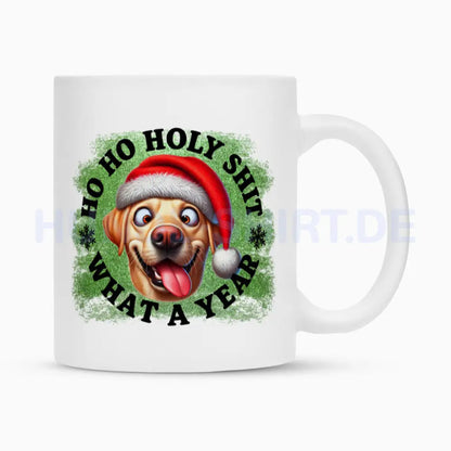 Tasse "Labrador ( hell ) - HO HO..." Weiß – hunde-shirt.de