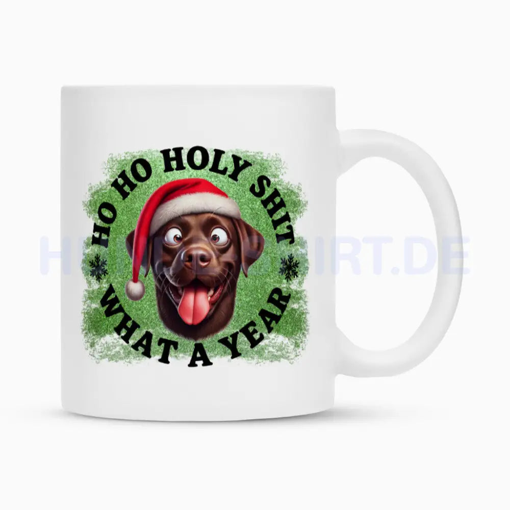 Tasse "Labrador - HO HO..." Weiß – hunde-shirt.de