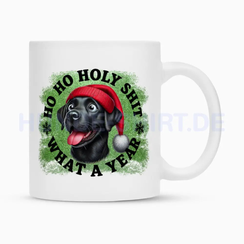 Tasse "Labrador ( schwarz ) - HO HO..." Weiß – hunde-shirt.de